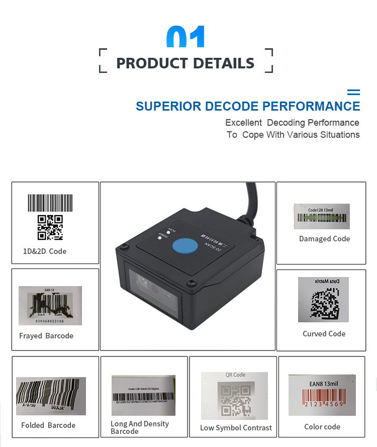 EDOO F40-35 2D Fixed Mount Barcode Scanner(圖2)